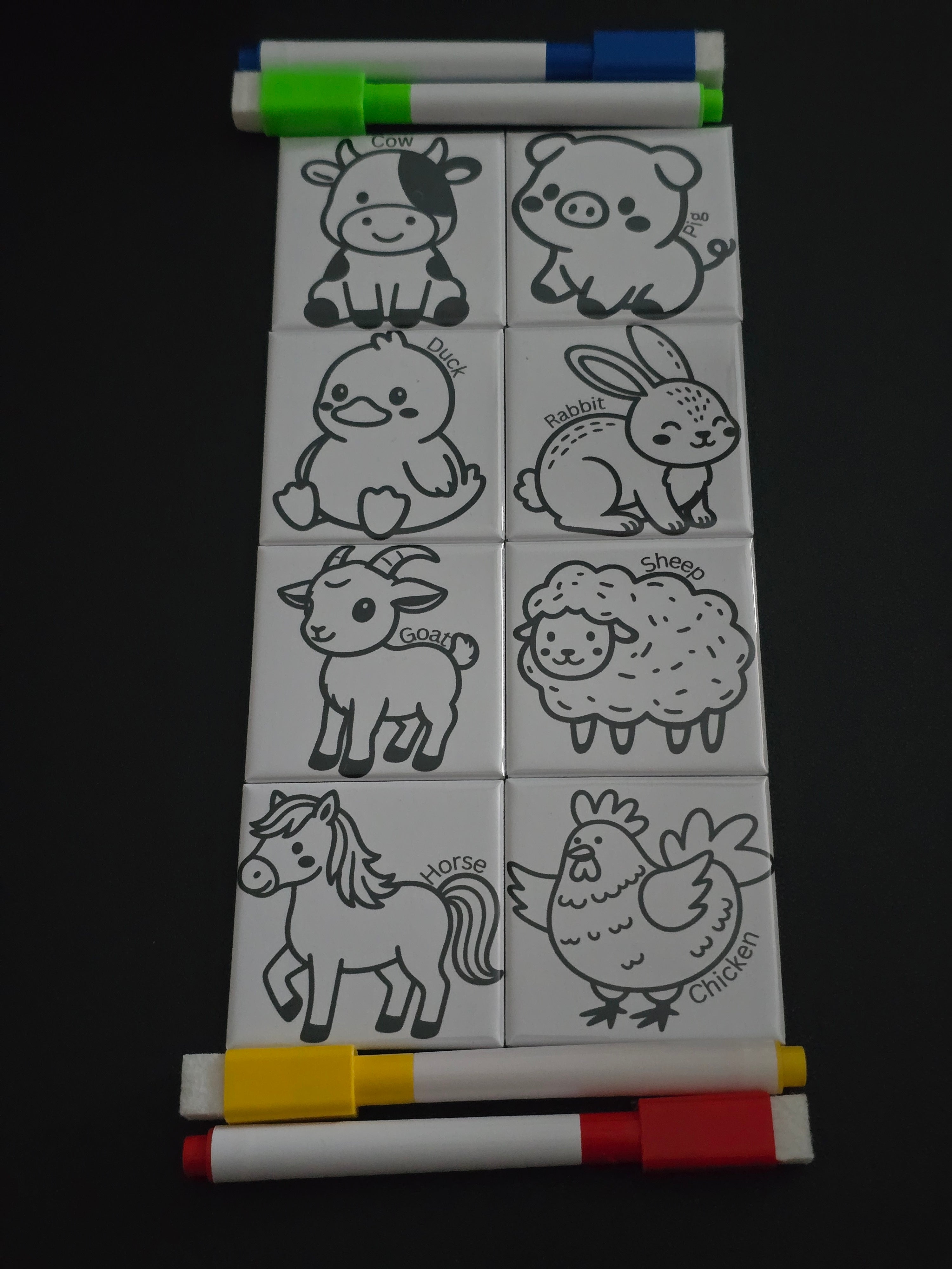 Farm Animals Dry Erase Coloring Magnets