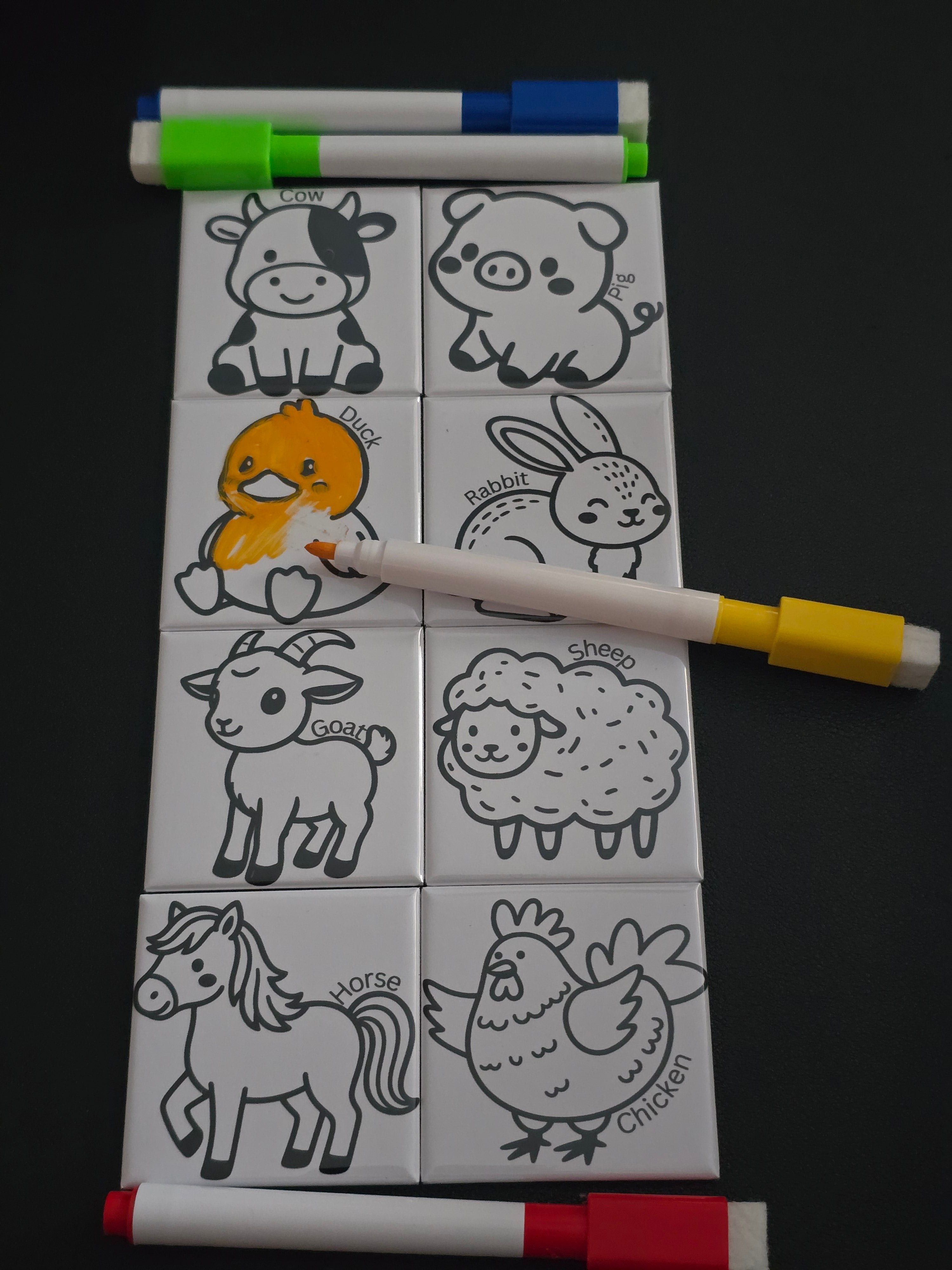 Farm Animals Dry Erase Coloring Magnets