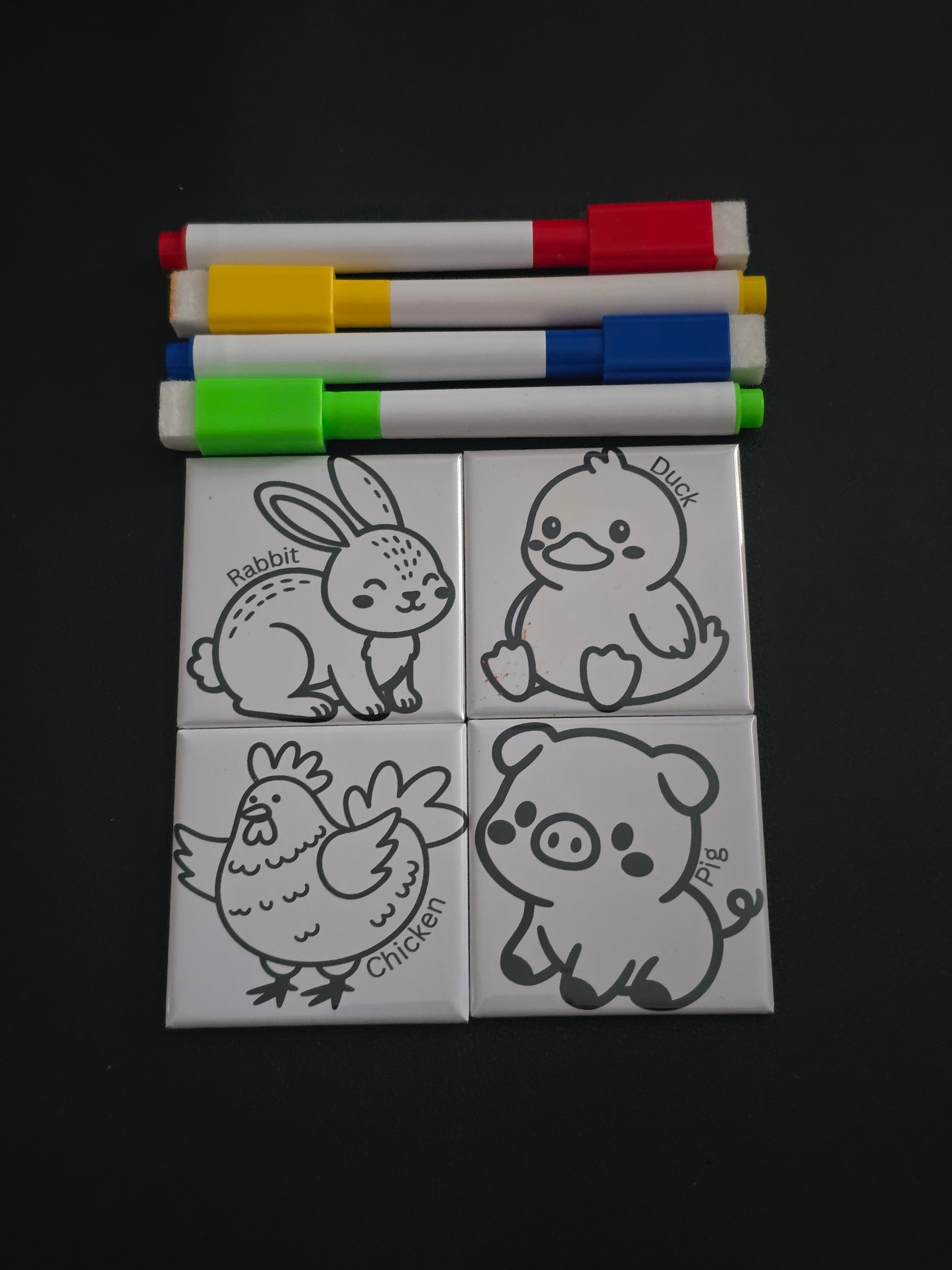 Farm Animals Dry Erase Coloring Magnets
