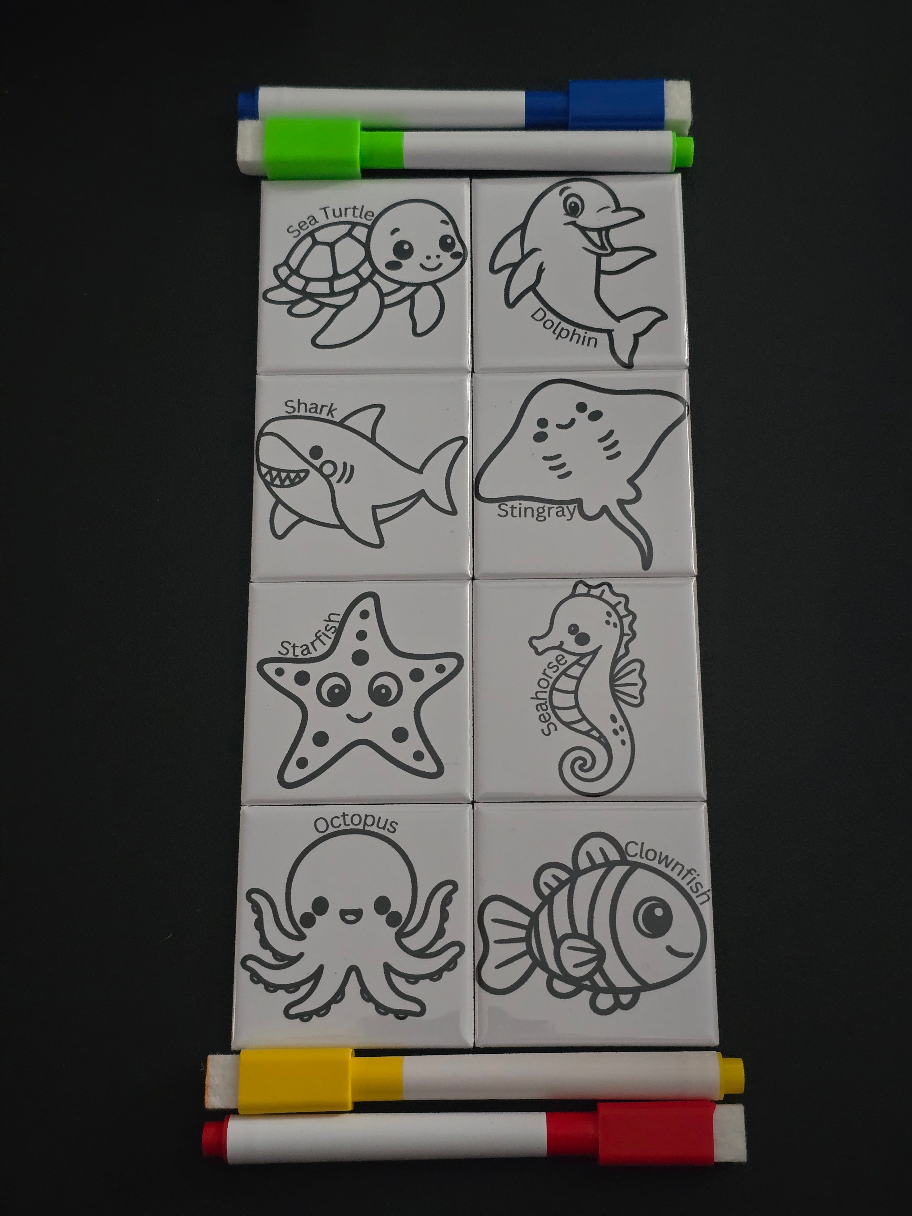 Sea Animals Dry Erase Coloring Magnets
