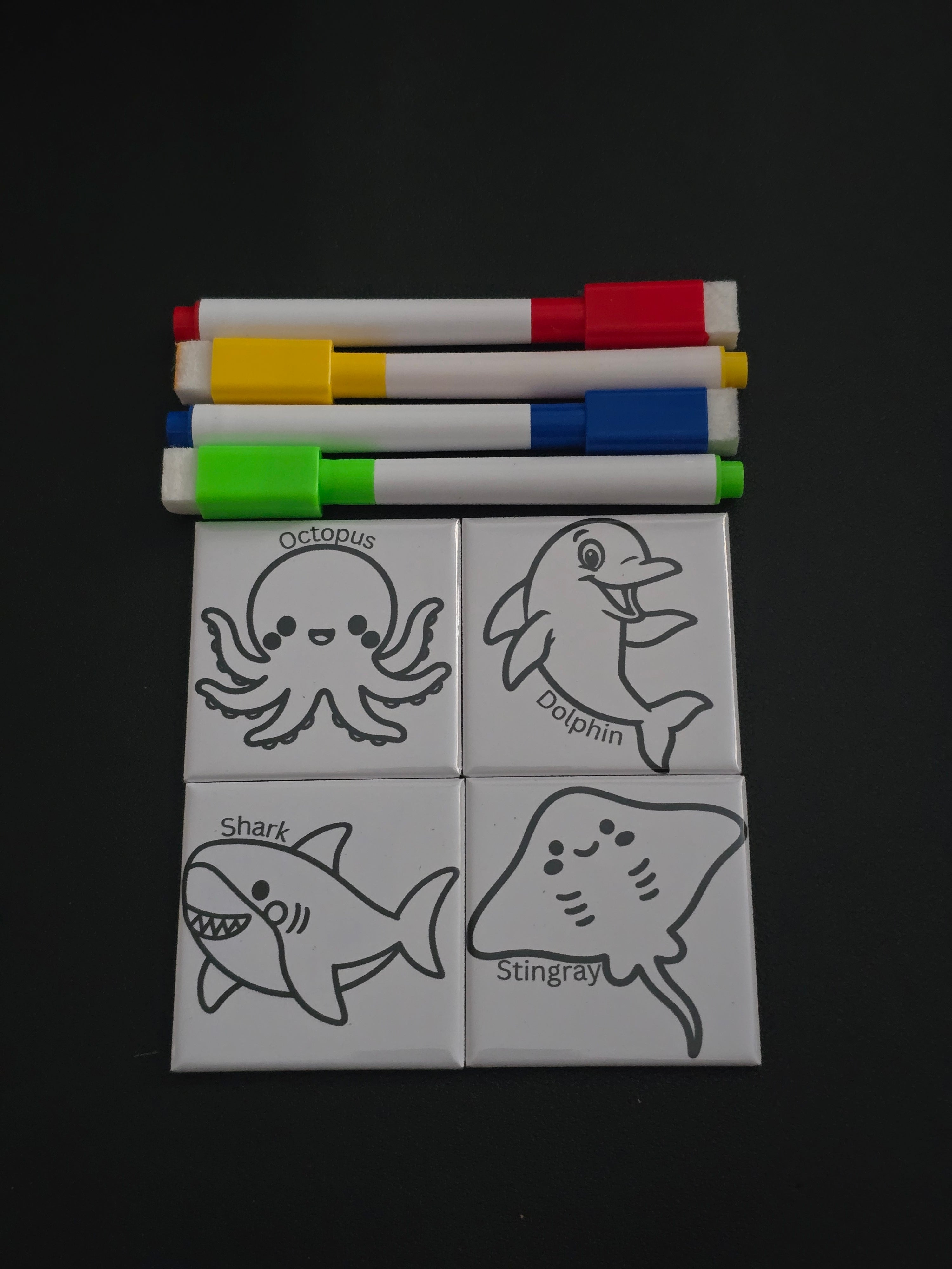Sea Animals Dry Erase Coloring Magnets