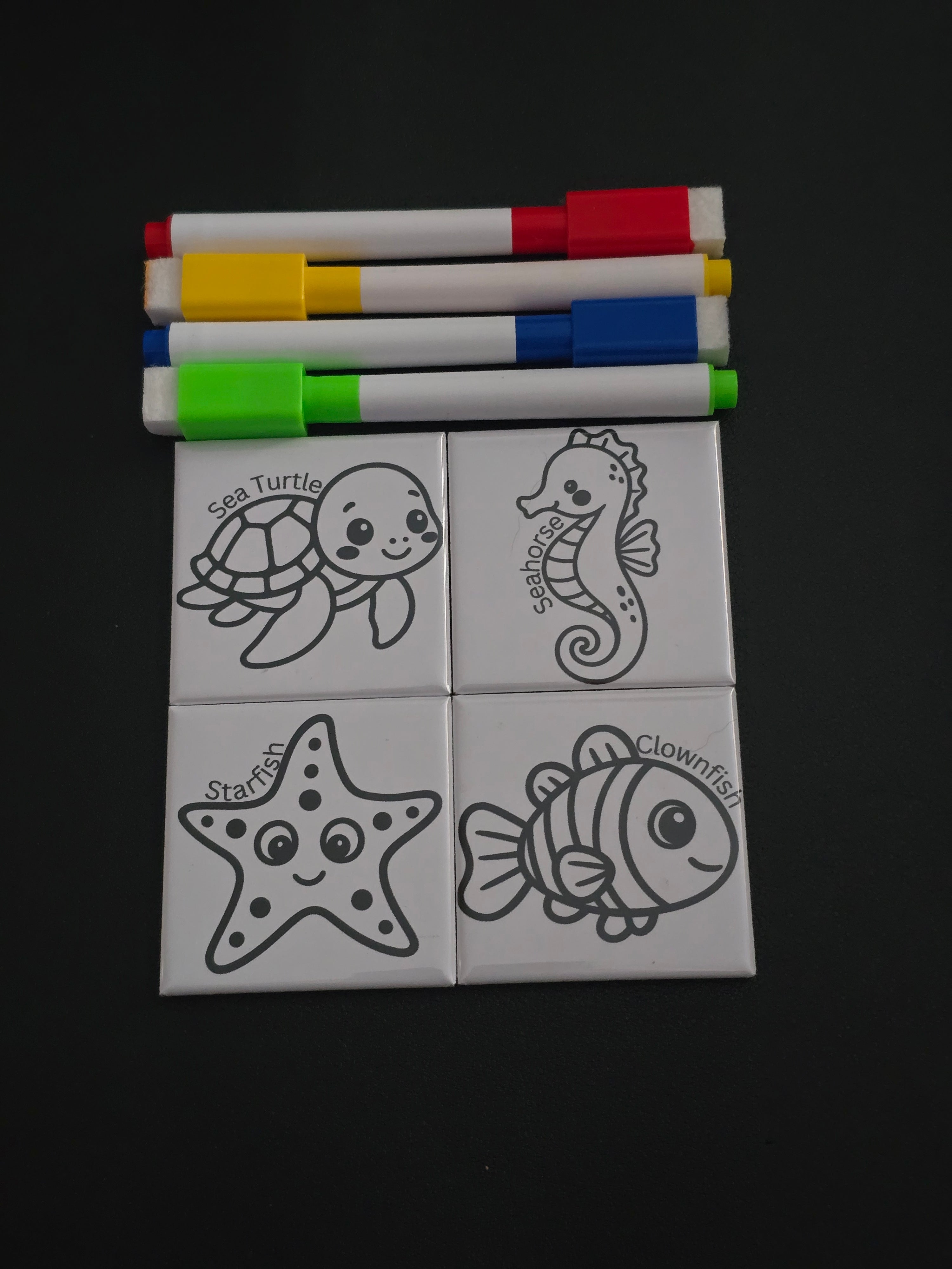 Sea Animals Dry Erase Coloring Magnets